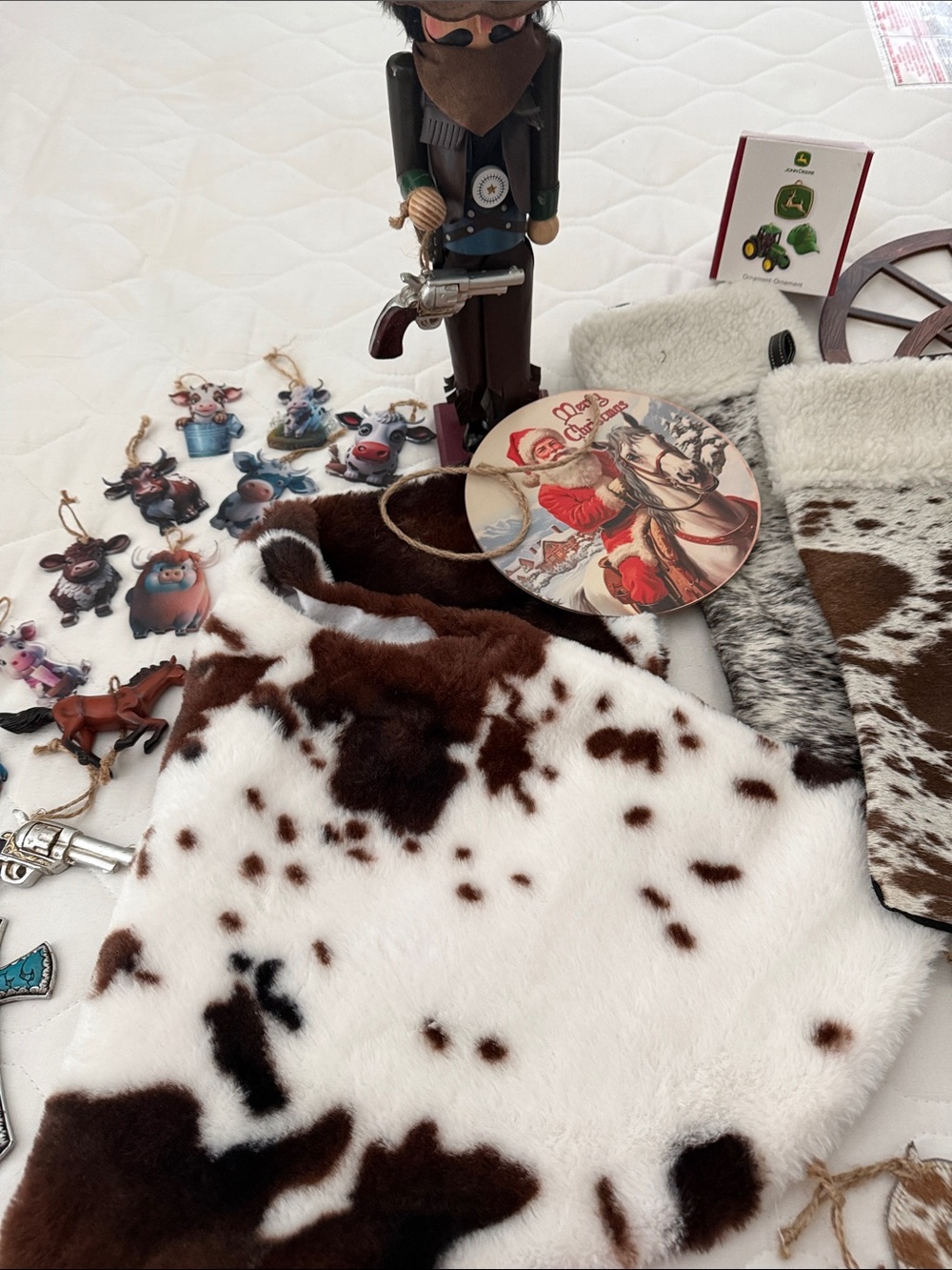 Cowhide Faux Fur Holiday Decor and Ornaments